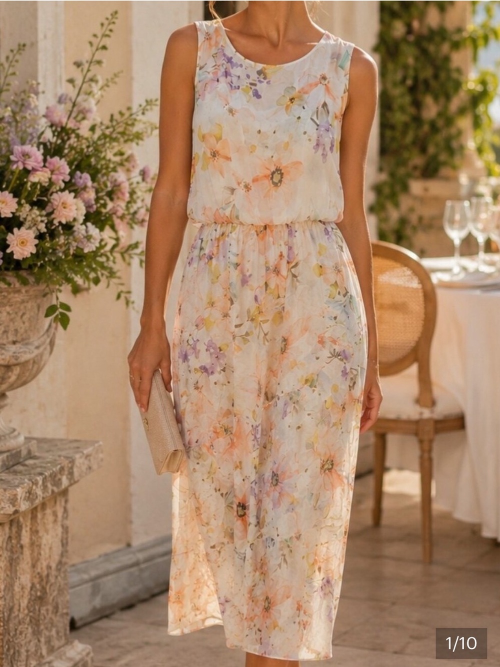 NWT LARA G. Silk Blend Floral Tiered Maxi Dress!